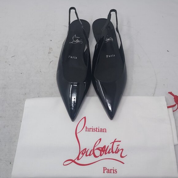 Christian Louboutin Hot Chickita Slingback Patent Leather Black Shoe - Picture 7 of 8